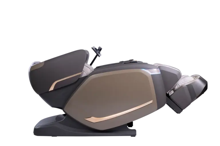 Biovis massage chair fully reclined, side view