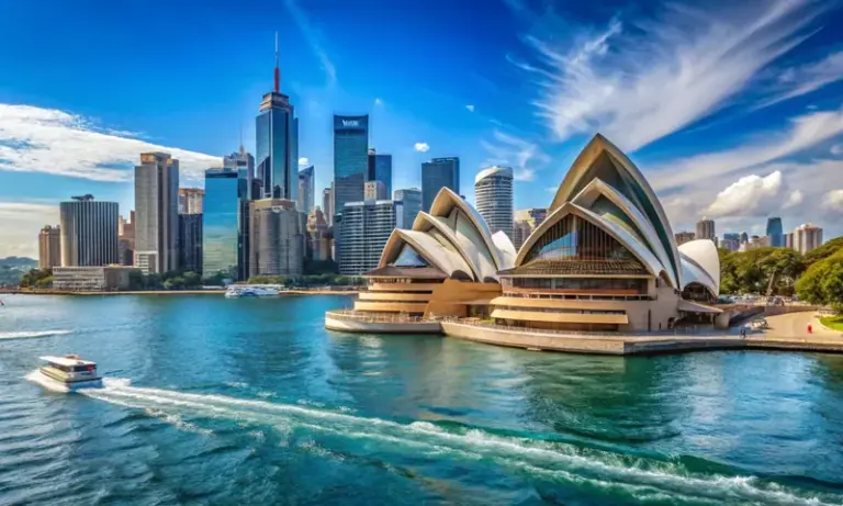 Sydney Opera House and the harbour skyline